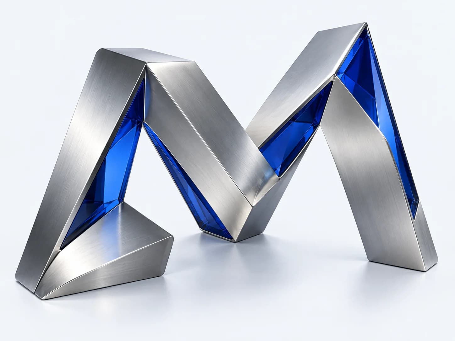 Sculptural interlocking titanium and cobalt forms, inspired by the Misah symbol